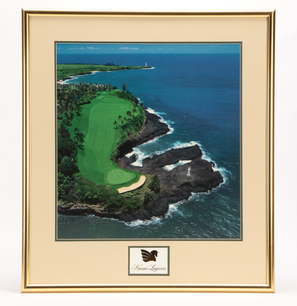 Pair of Framed Offset Lithographs of Golf Course Photographs