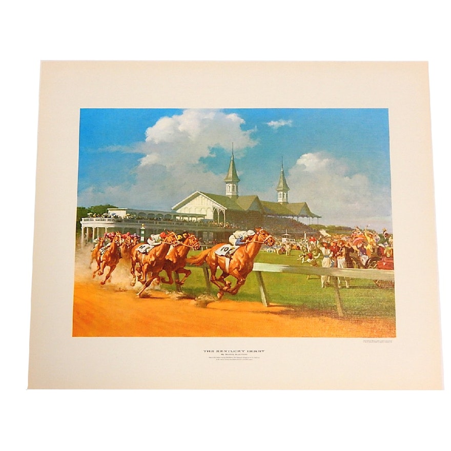 Unframed 1963 Haddon Sundblom Offset Lithograph Print "The Kentucky Derby"