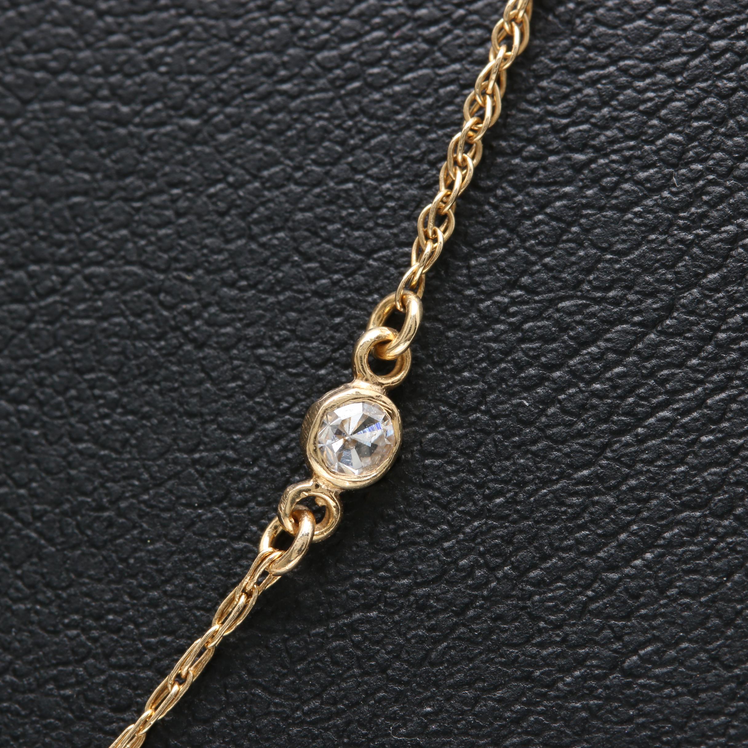 14K Yellow Gold Diamond Station Necklace