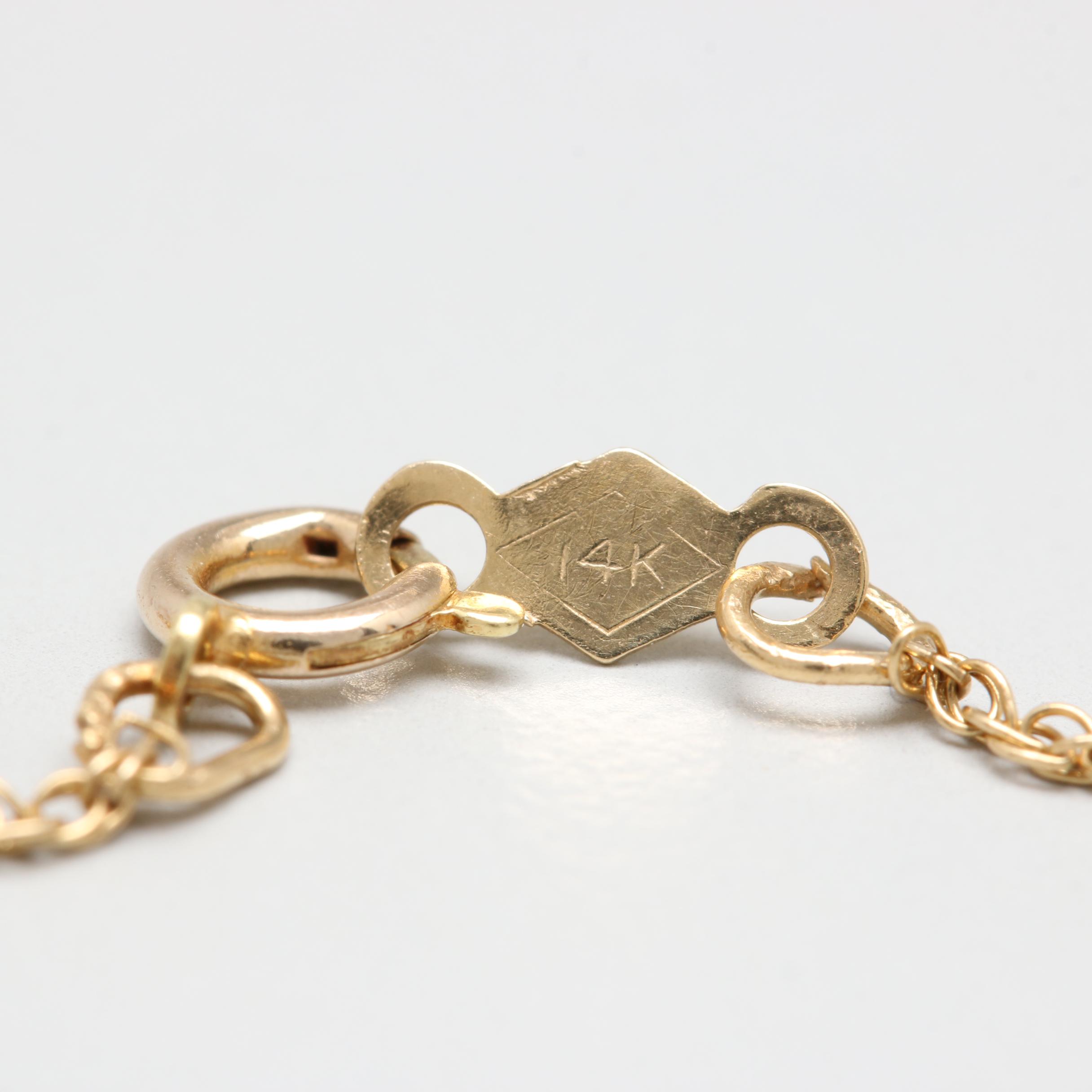 14K Yellow Gold Diamond Station Necklace