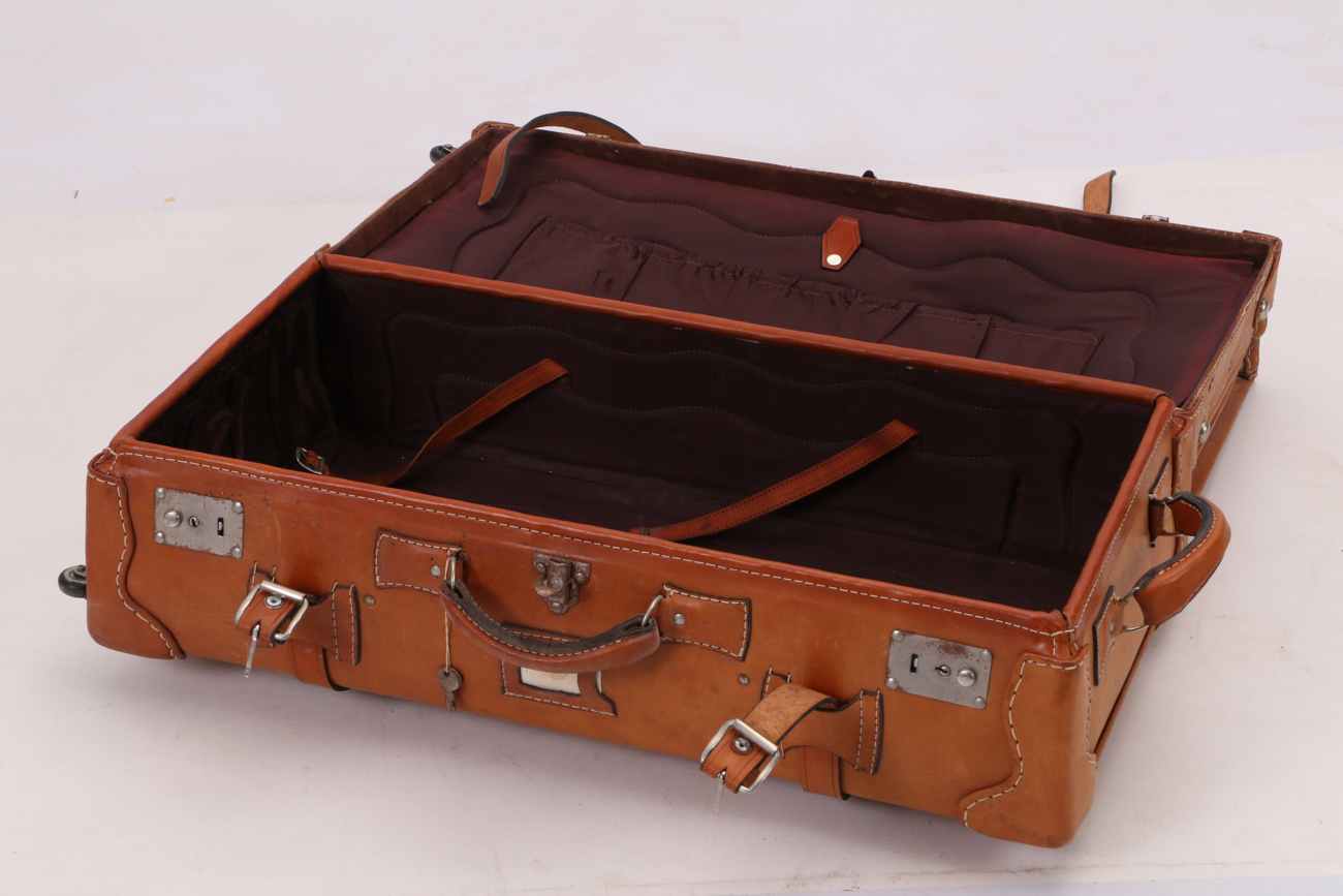 Vintage Leather Rolling Suitcase