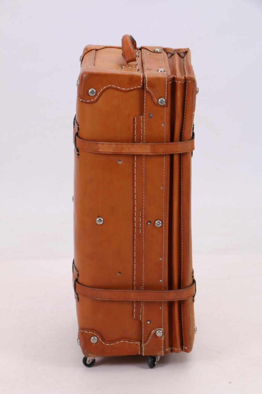 Vintage Leather Rolling Suitcase