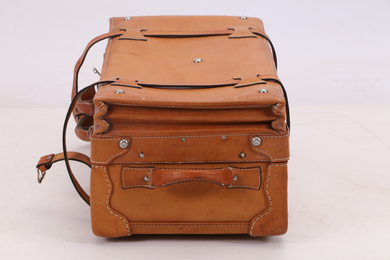Vintage Leather Rolling Suitcase