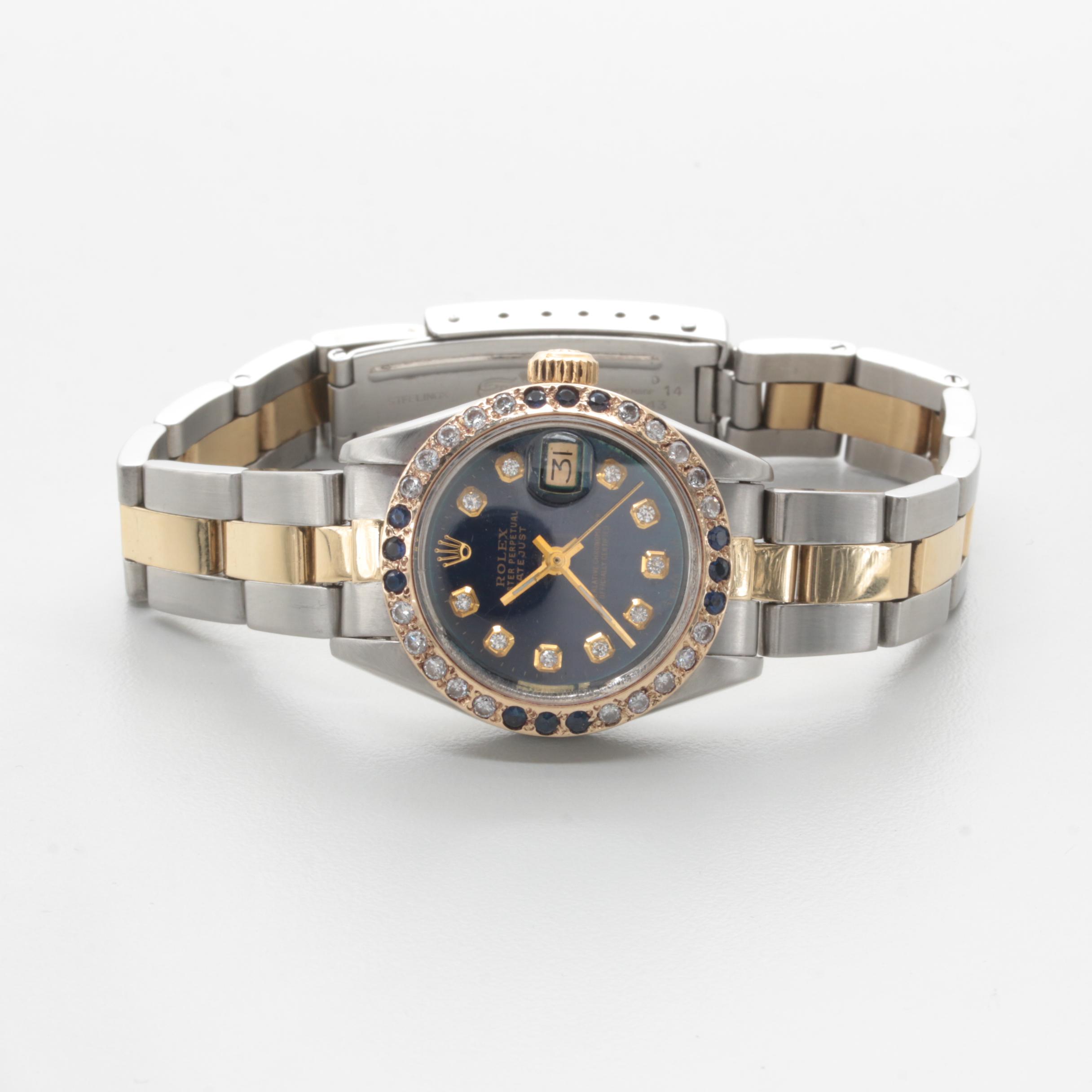 Rolex Stainless Steel and 18K Yellow Gold Diamond and Sapphire Watch