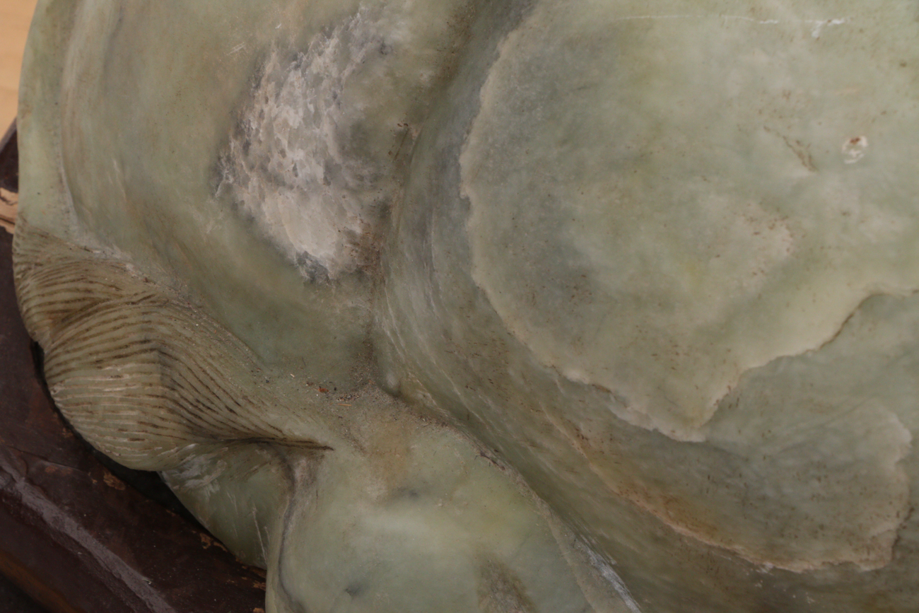 Large Chinese Carved Serpentine Water Buffalo Sculpture