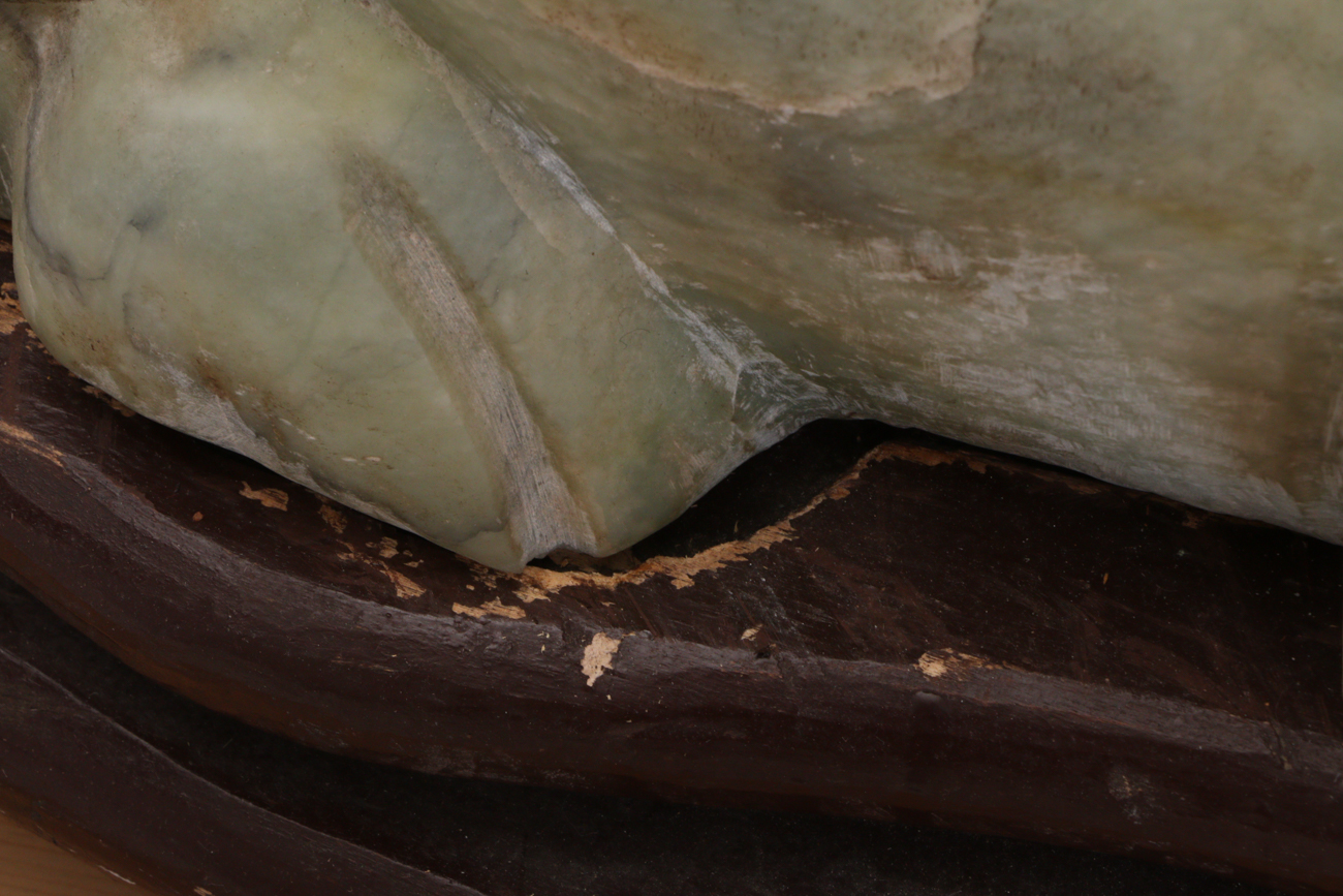 Large Chinese Carved Serpentine Water Buffalo Sculpture