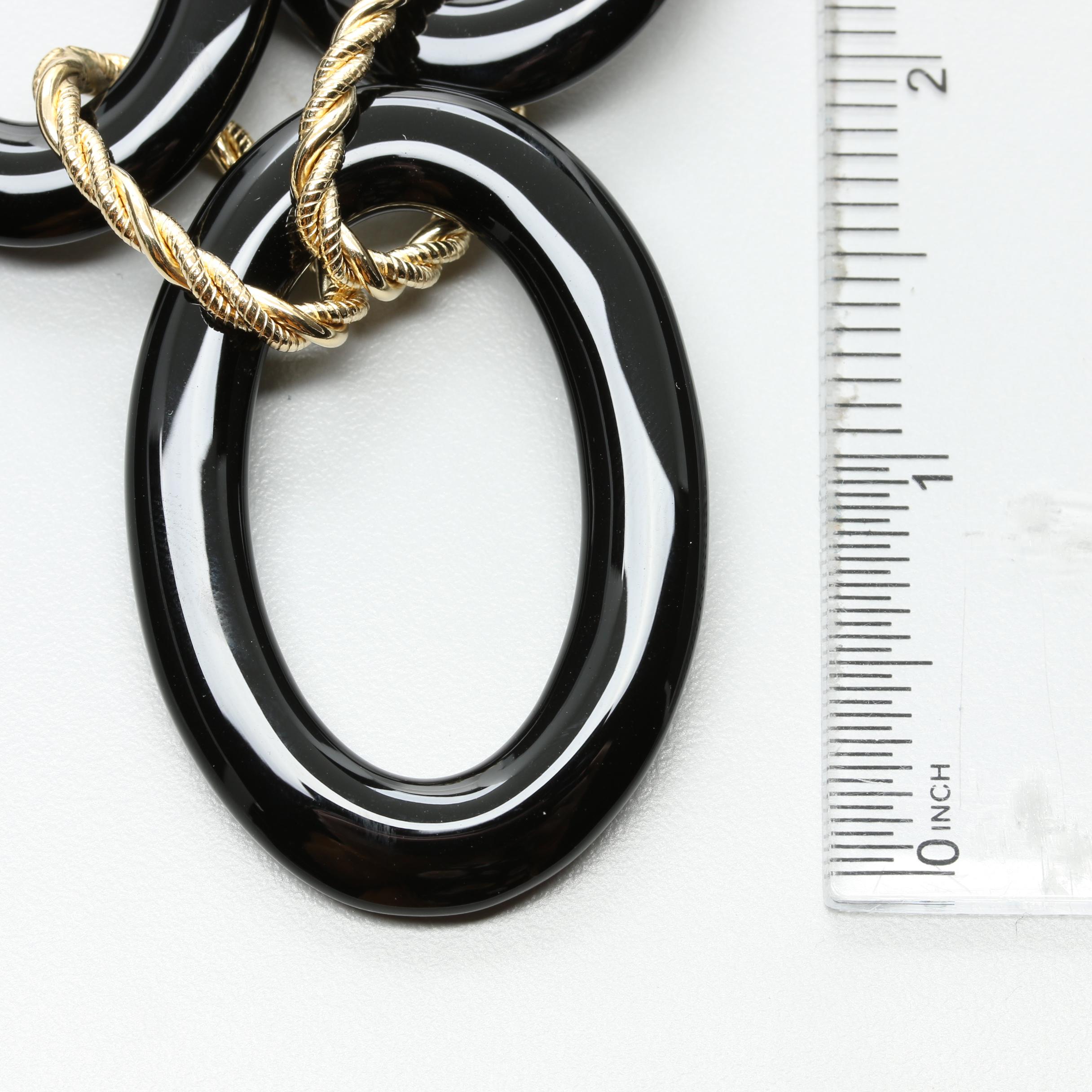 Arte d' Oro 18K Yellow Gold Black Onyx Necklace