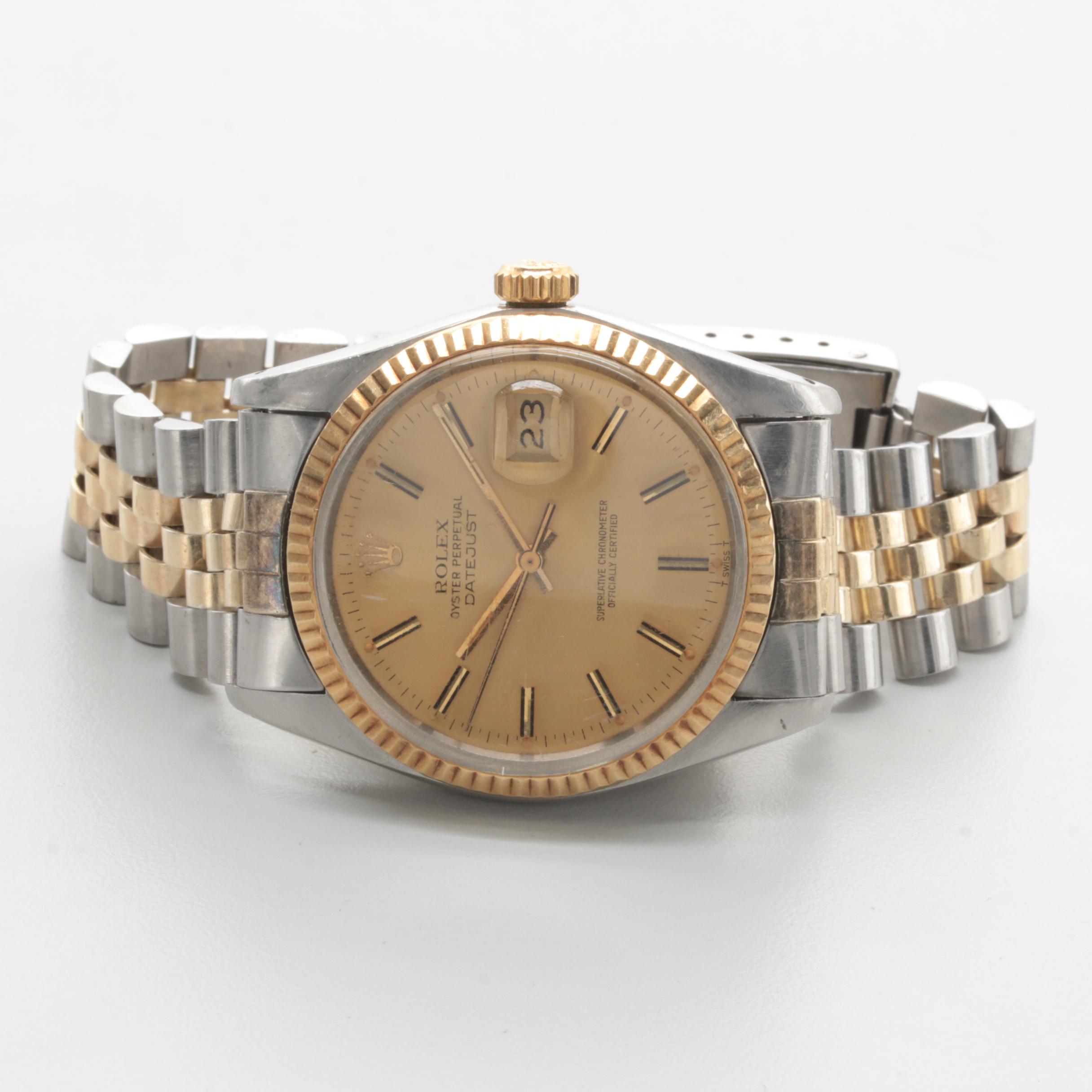 Circa 1979 Rolex Datejust Stainless Steel and 14K Yellow Gold Watch