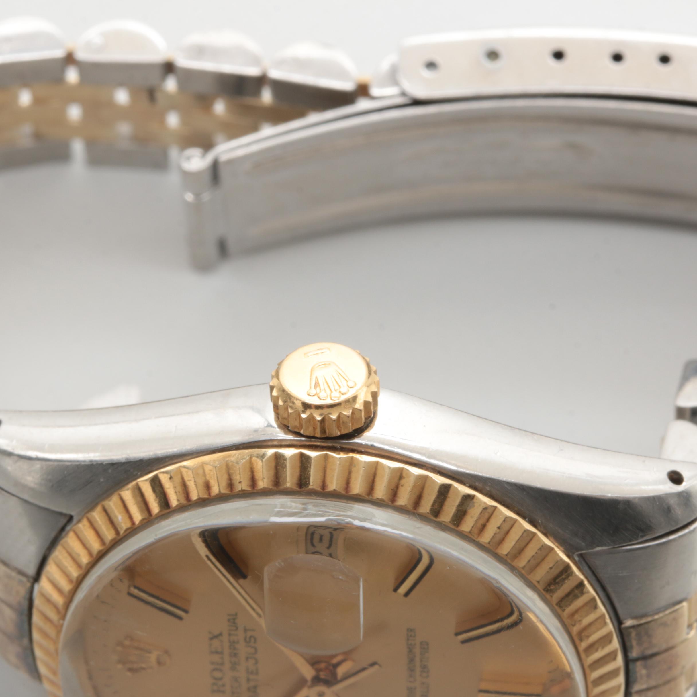 Circa 1979 Rolex Datejust Stainless Steel and 14K Yellow Gold Watch