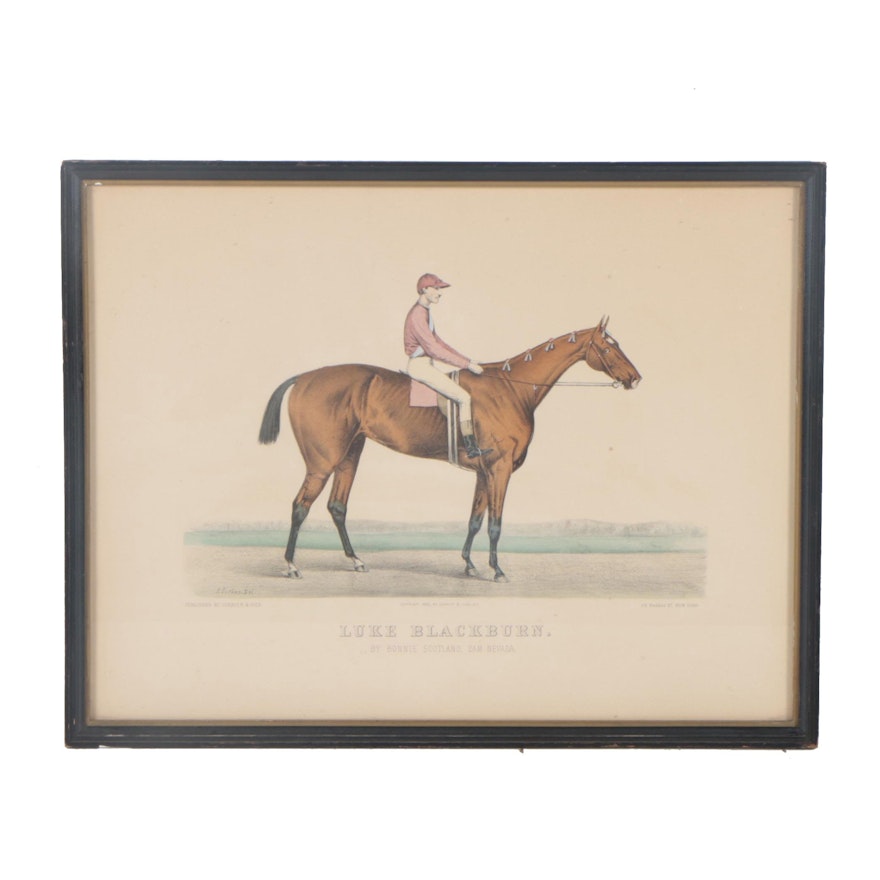 Currier and Ives Hand-Colored Lithograph "Luke Blackburn"