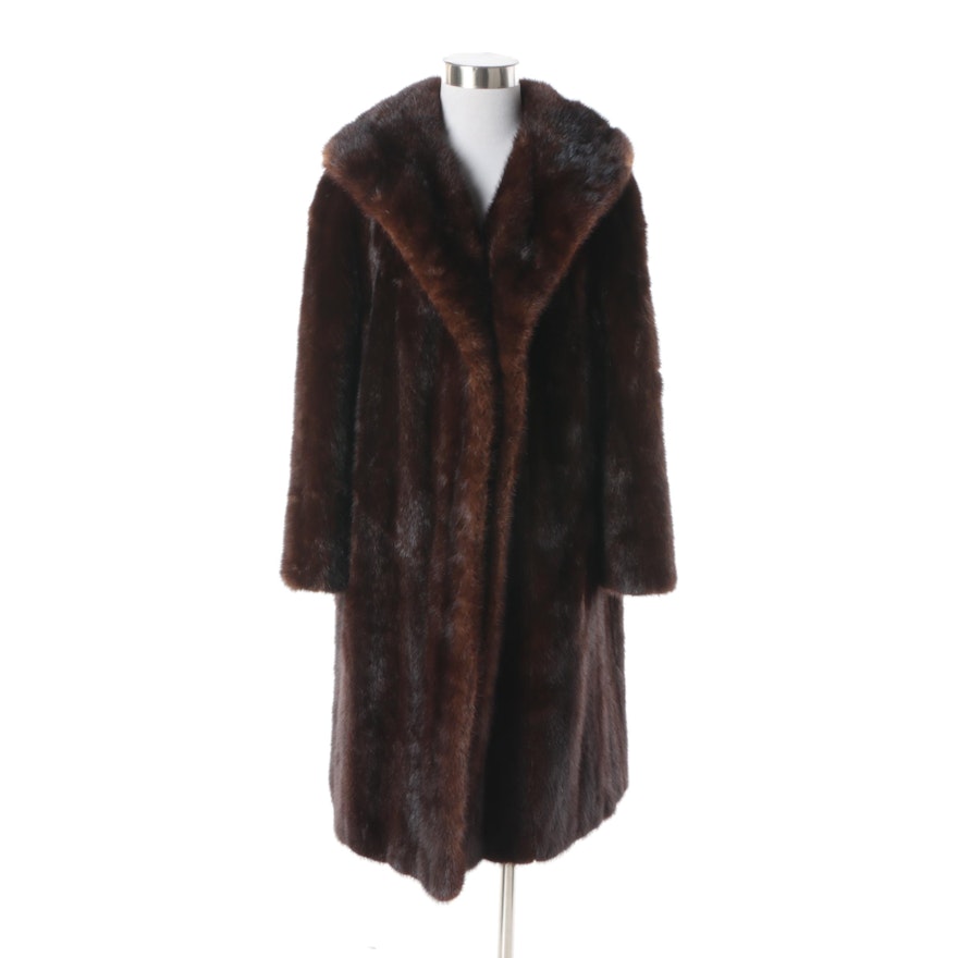 Women's Circa 1960s Vintage Dark Mahogany Brown Mink Fur Coat