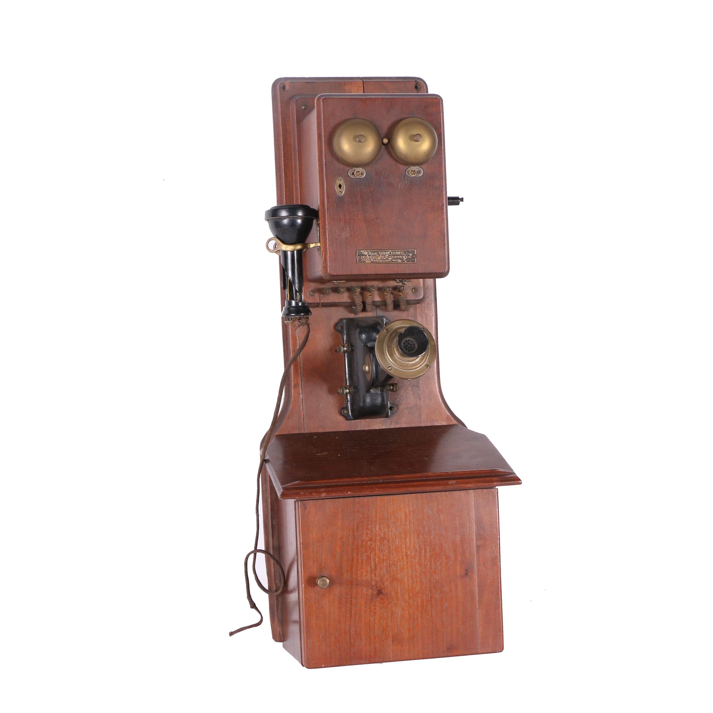 Antique Williams Telephone & Supply Co. Oak Wall Phone