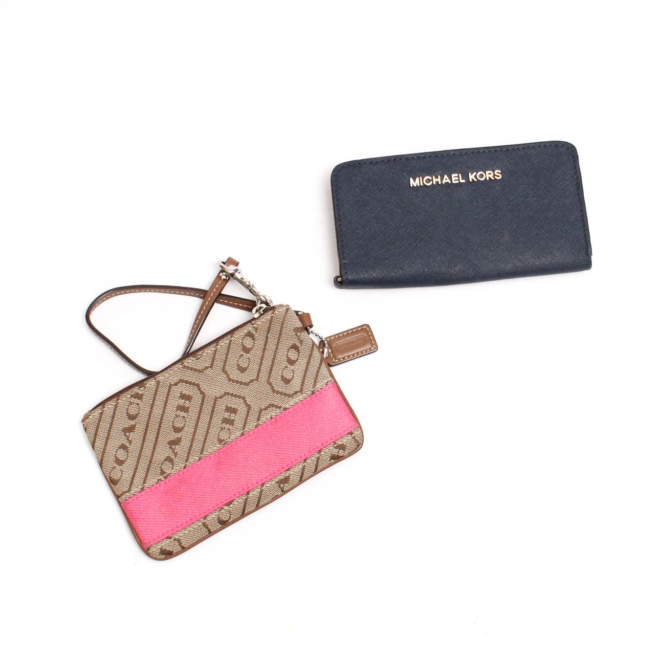 Michael Kors Leather Wallet and Coach Signature Canvas Wristlet