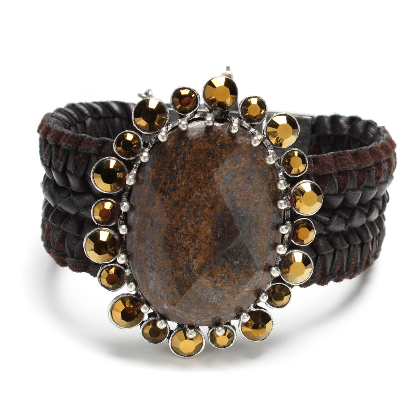 Rodrigo Otazu Leather and Rhinestone Bracelet