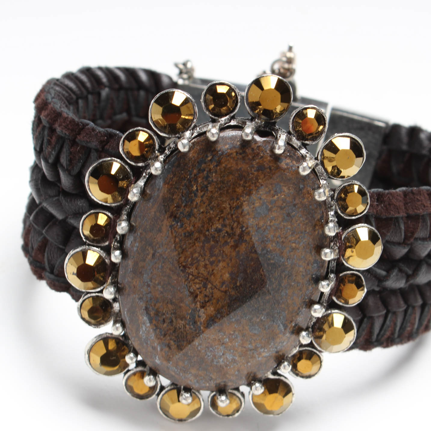 Rodrigo Otazu Leather and Rhinestone Bracelet
