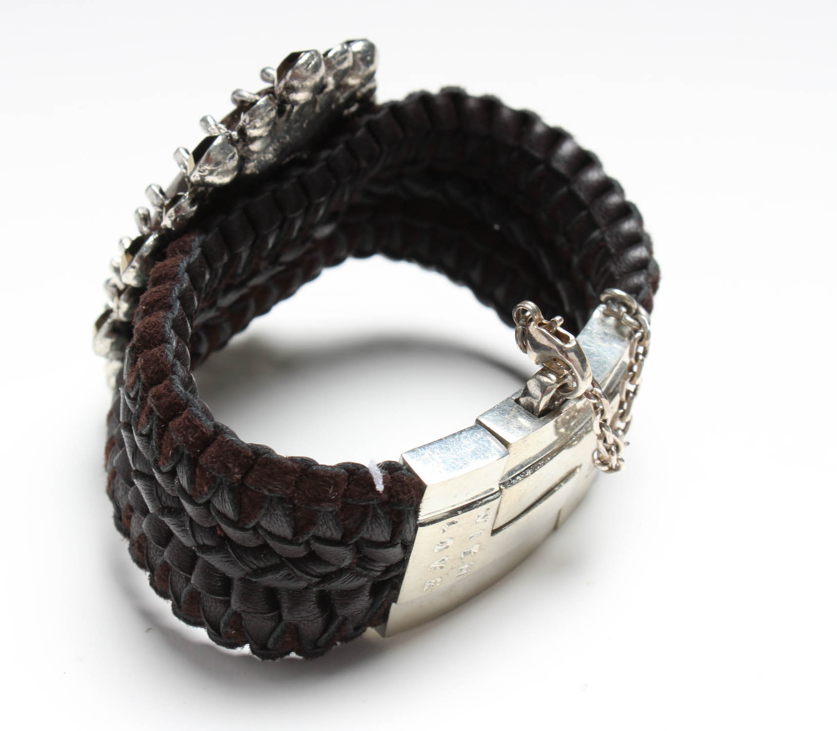 Rodrigo Otazu Leather and Rhinestone Bracelet