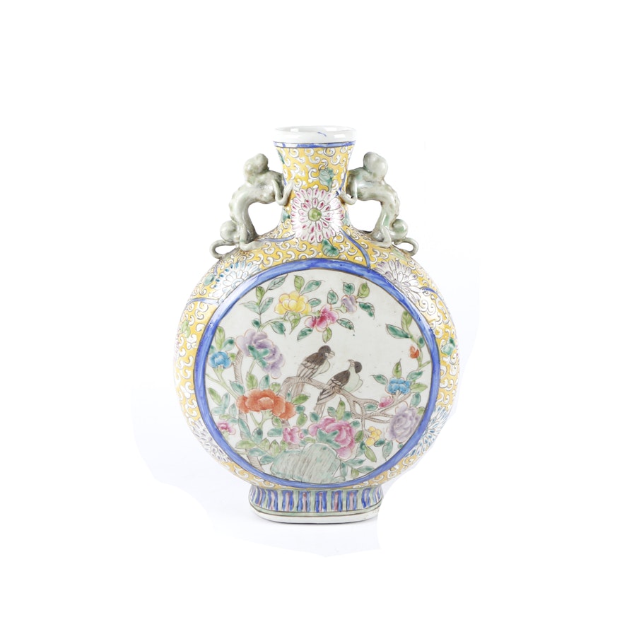 Chinese Hand-Painted Porcelain Moon Flask