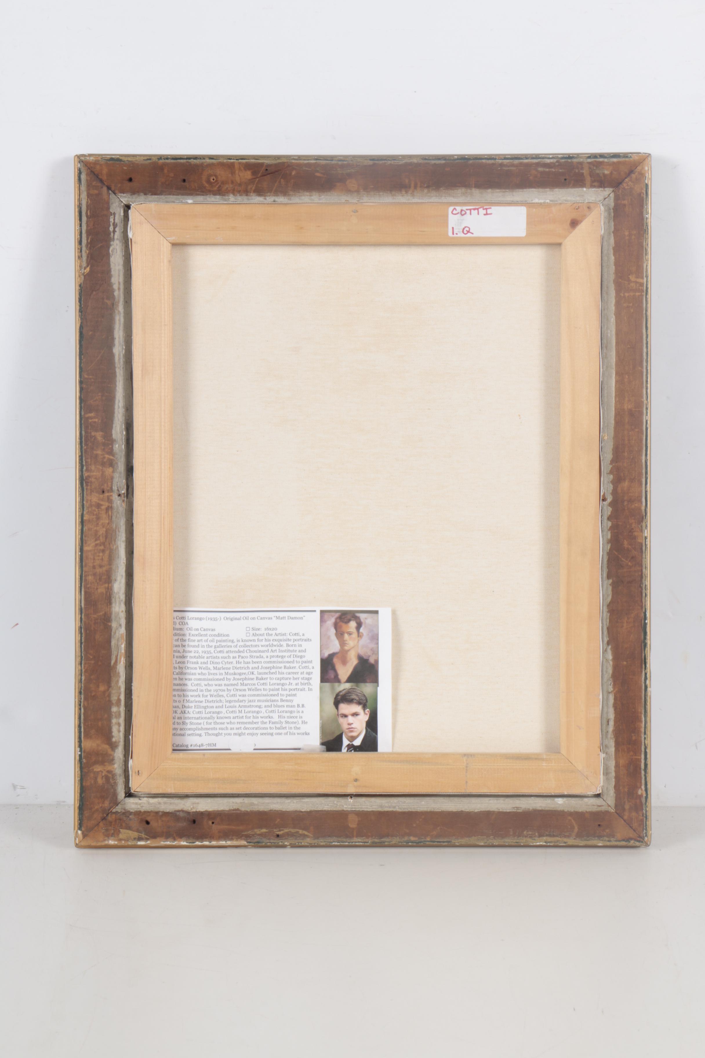 Marcos Cotti Lorango Oil Painting "Matt Damon"