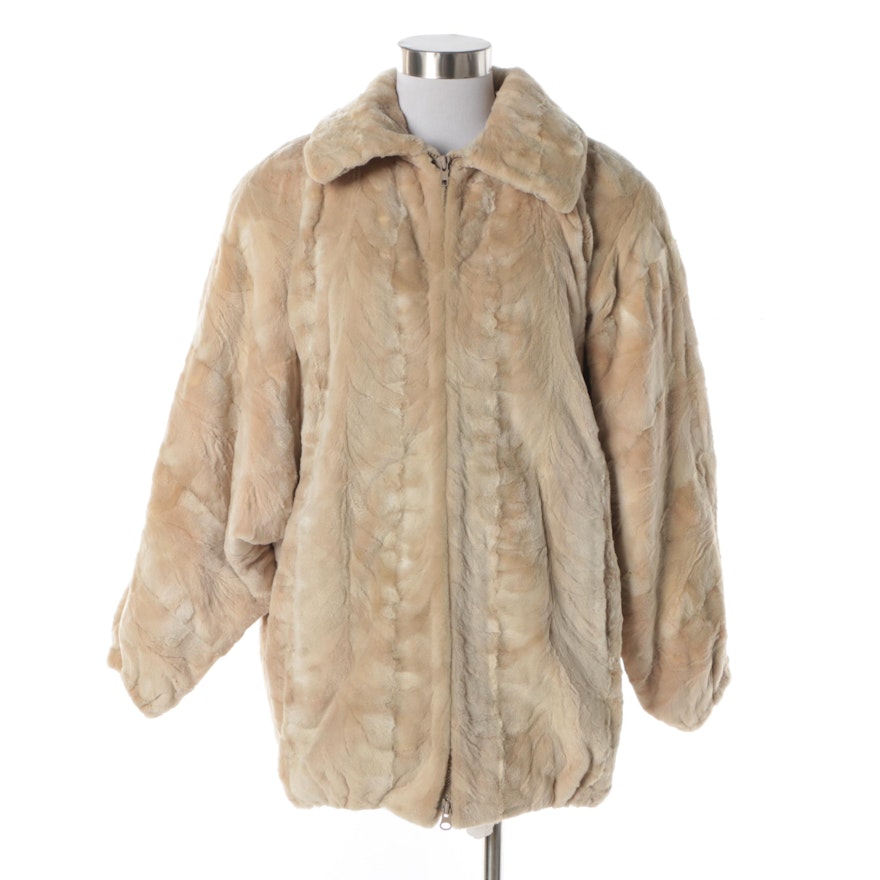 Women's Vinatge Leonard Furs Patchwork Sheared Bleached Beaver Fur Coat