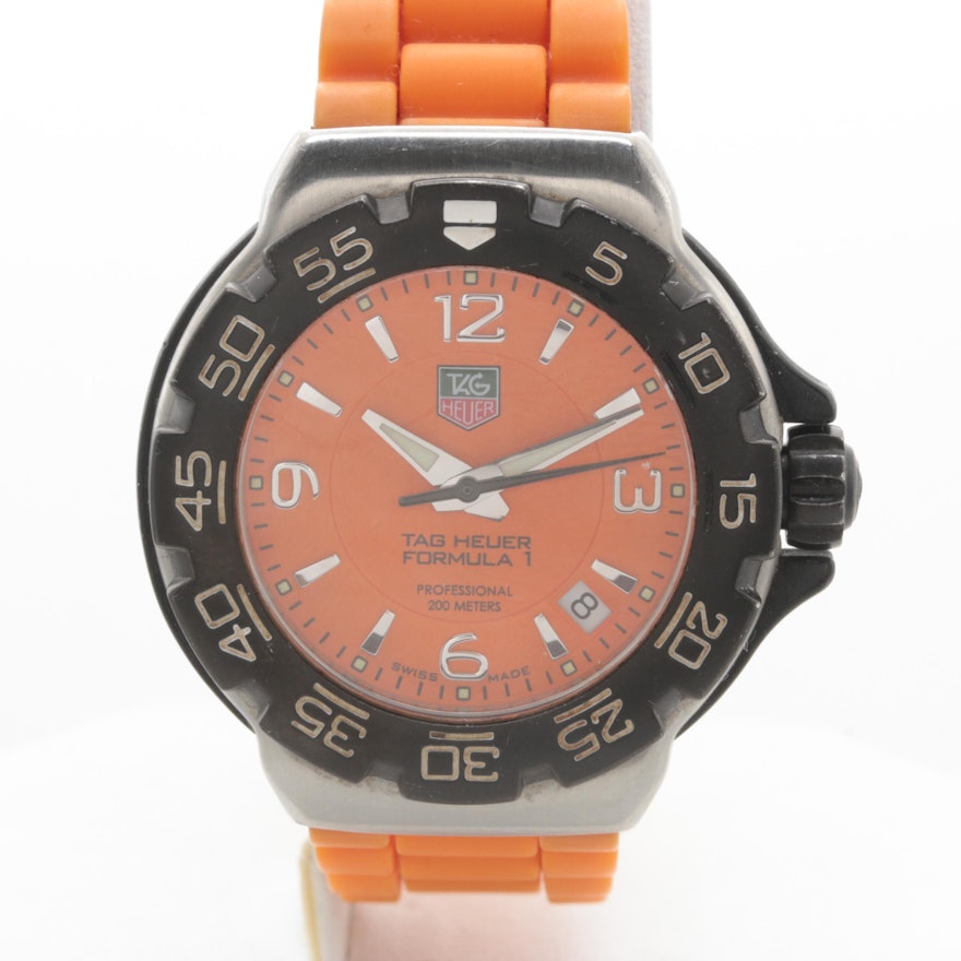 TAG Heuer Stainless Steel Orange Rubber Wristwatch