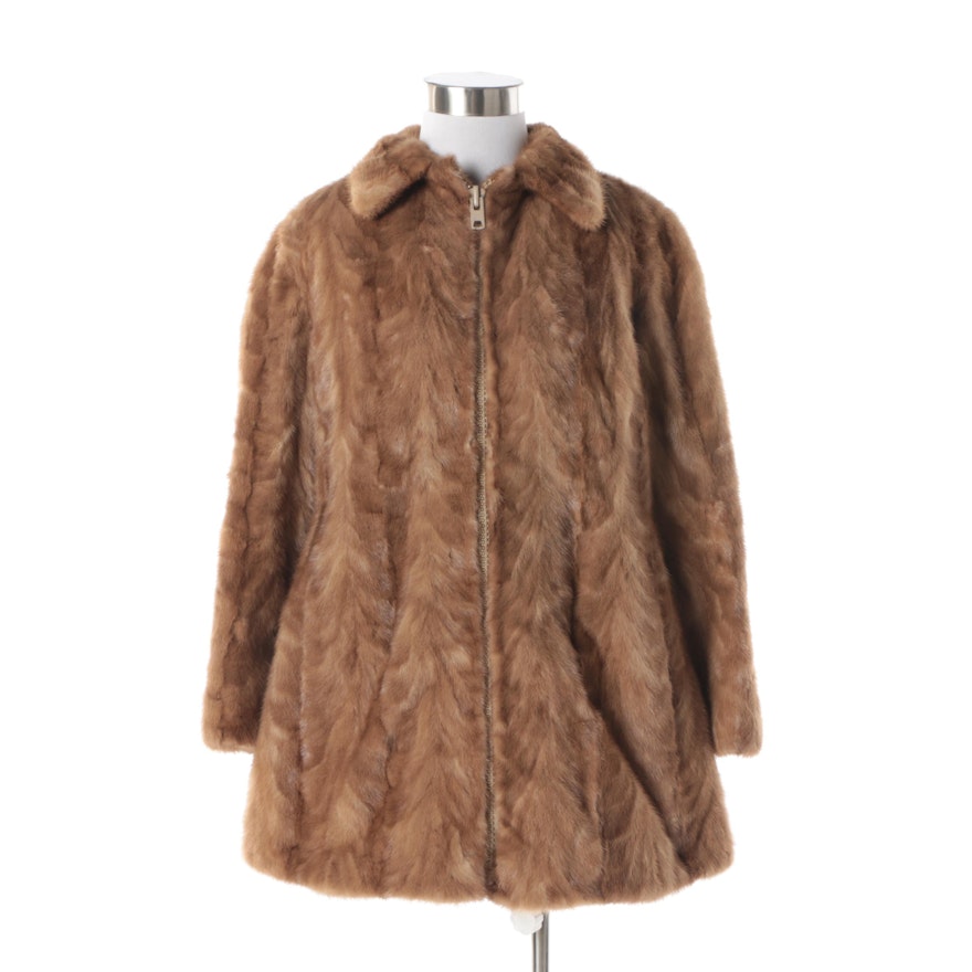 Women's Vintage Hutzler's of Baltimore Light Brown Pawed Mink Fur Coat