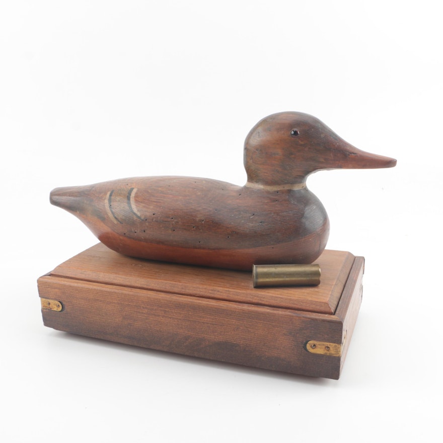 Vintage Carved Wood Duck Decoy Storage Box