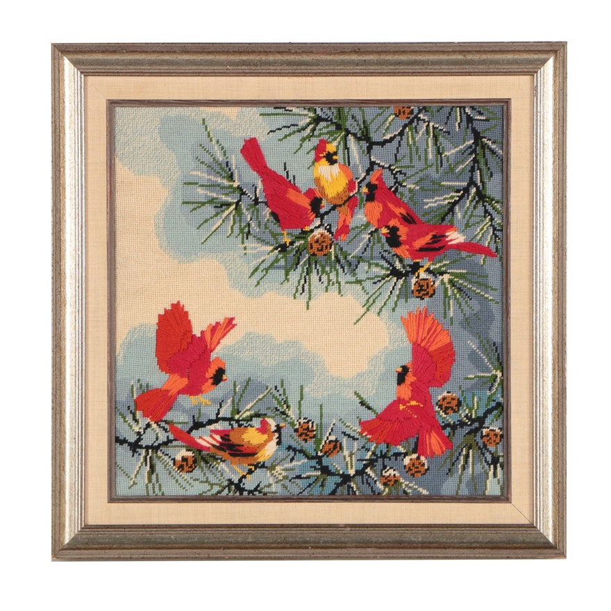 Framed Needlepoint of Cardinals