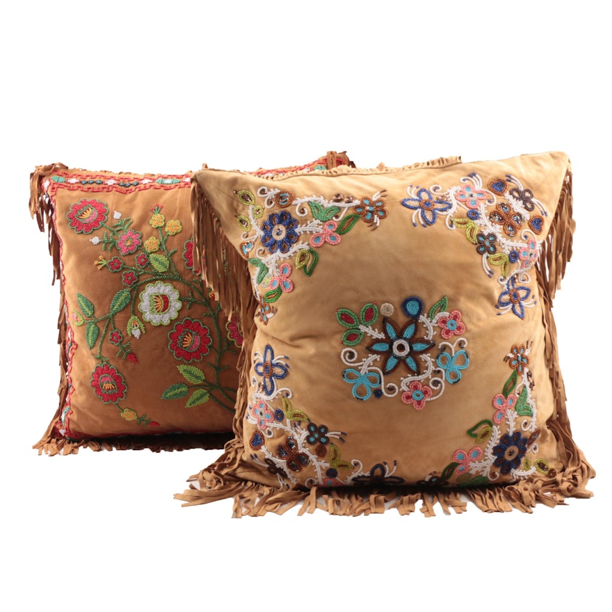 Double D Ranch and Tasha Polizzi Bead Embroidered Leather Accent Pillows