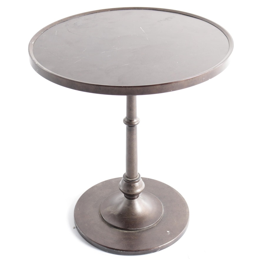 Metal Round Top Pedestal Accent Table