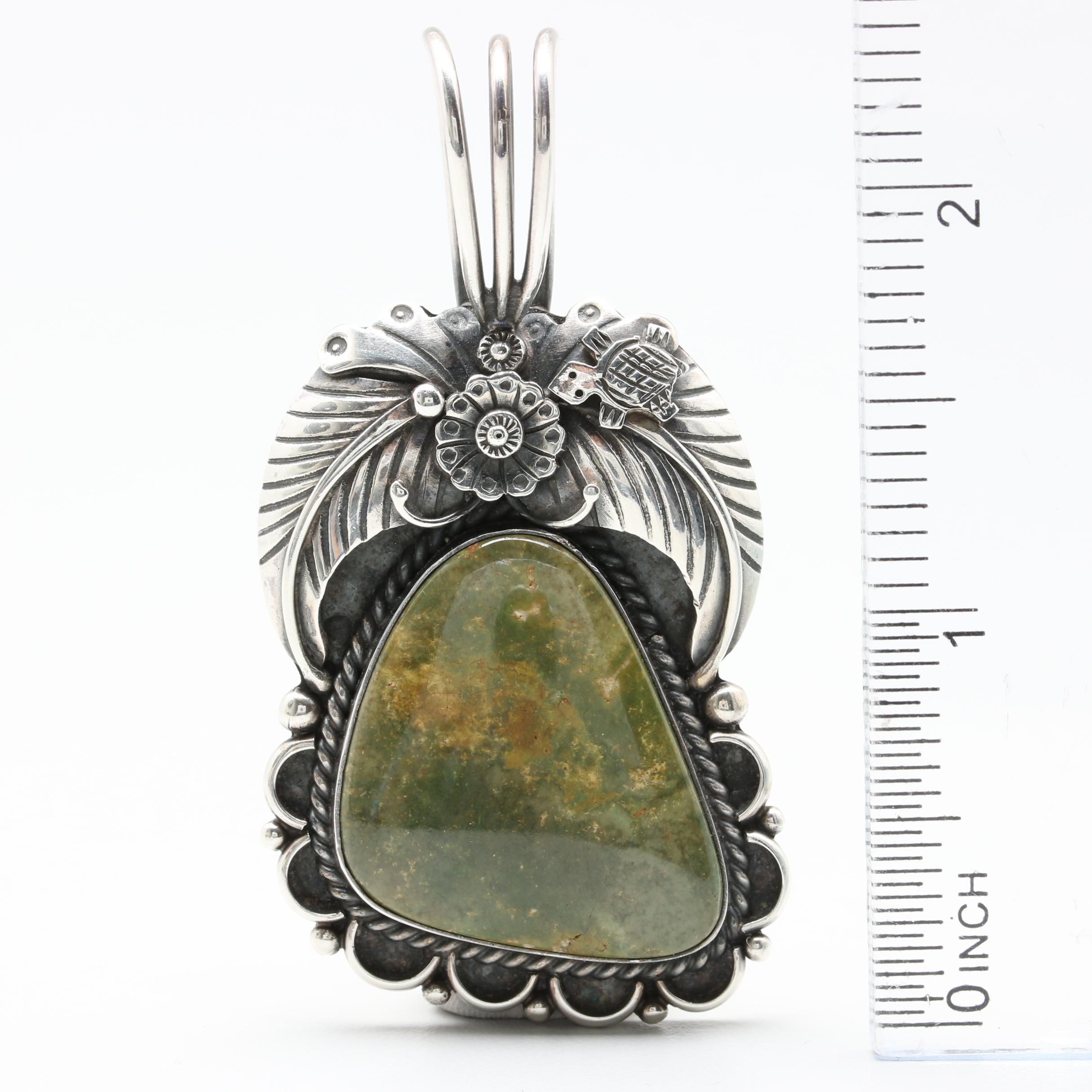 Southwestern Style Sterling Silver Turquoise Pendant