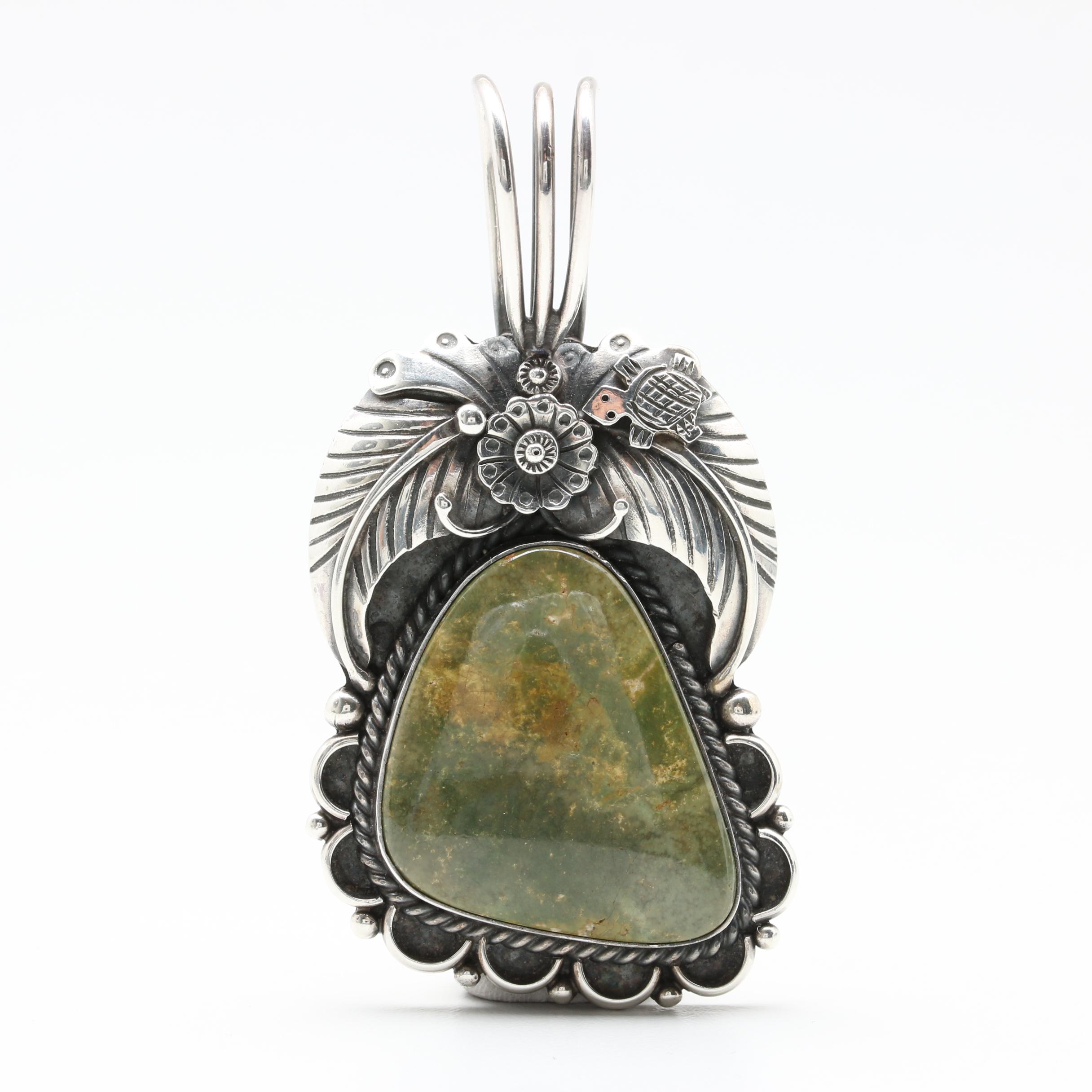 Southwestern Style Sterling Silver Turquoise Pendant