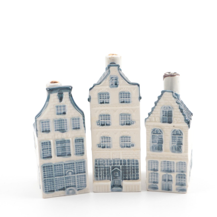 KLM for Rynbende Distillery Delf Blue Porcelain Canal House Miniature Decanters