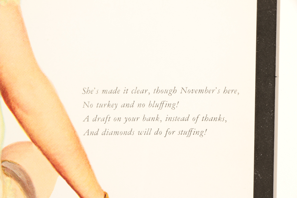 Vintage 1951 Calendar Page Featuring Al Moore Pin-up Illustration