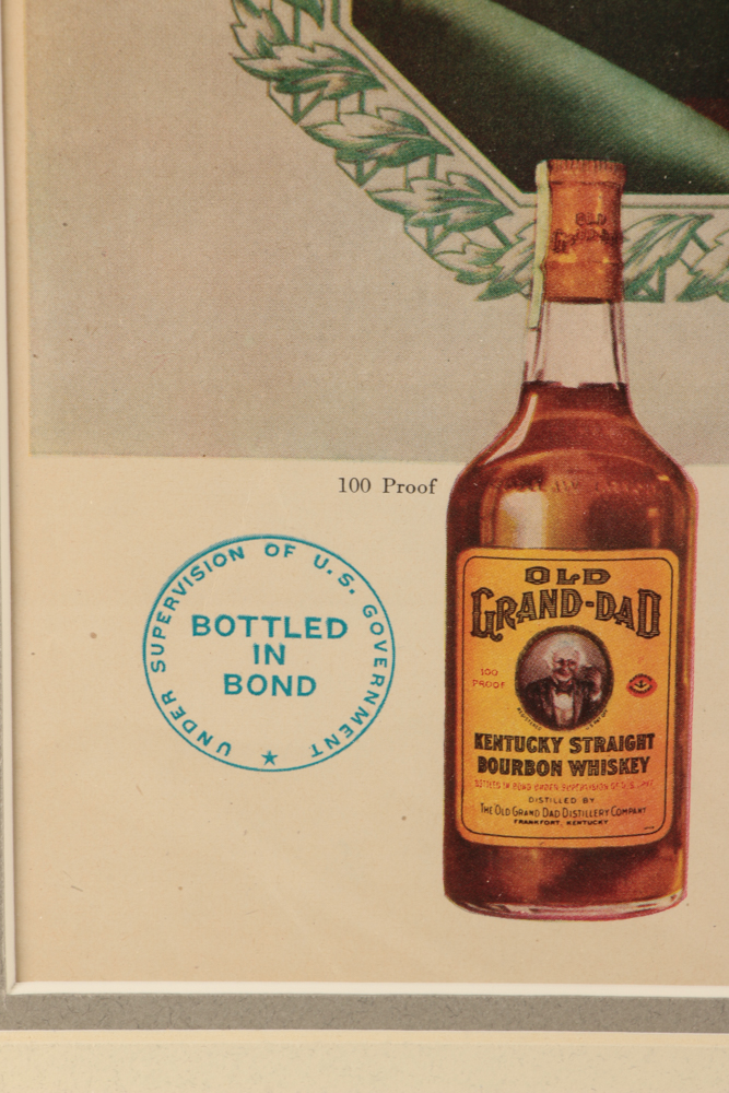 Two Circa 1940s Vintage Print Advertisements for Kentucky Bourbon