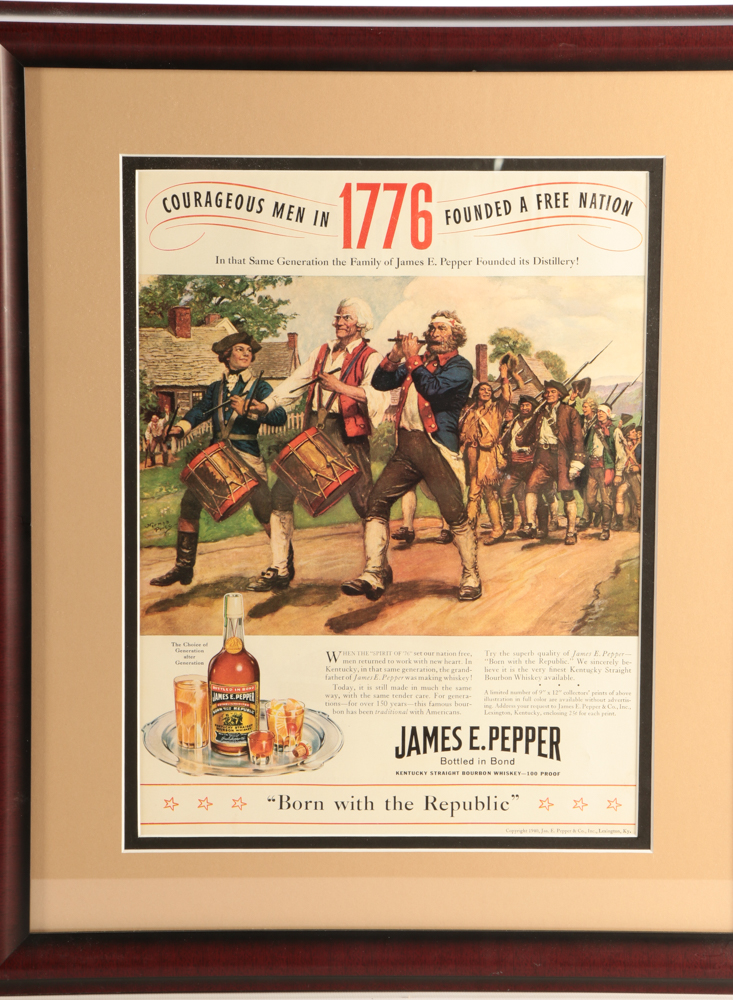 Two Circa 1940s Vintage Print Advertisements for Kentucky Bourbon