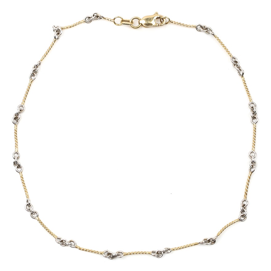 14K Yellow and White Gold Anklet
