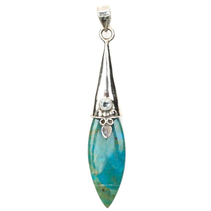 Sterling Silver Turquoise and Blue Topaz Pendant