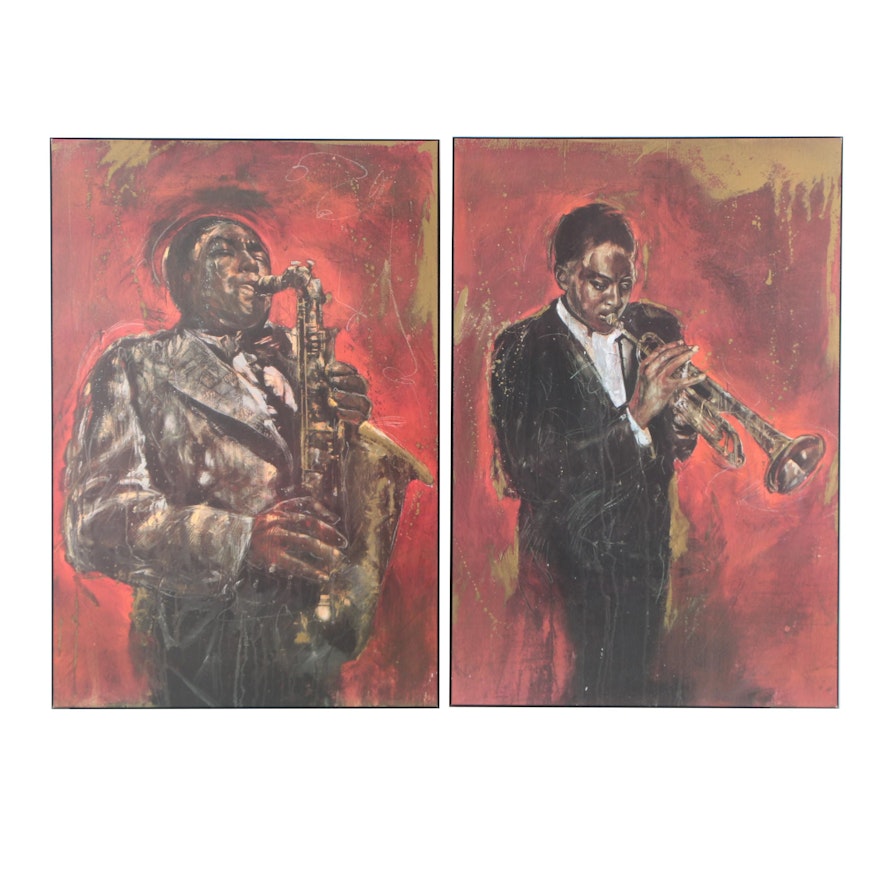 Offset Lithographs after Elena "Jazz I" and "Jazz II"