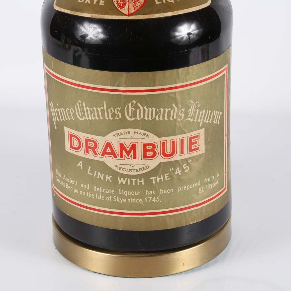 Vintage Drambuie Liqueur Bottle Lamp with Image of Prince Charles Edward Stuart