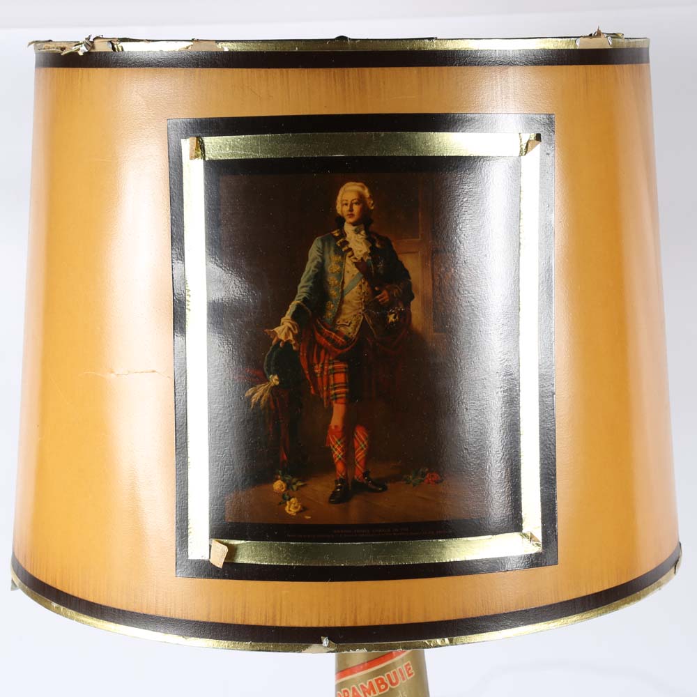 Vintage Drambuie Liqueur Bottle Lamp with Image of Prince Charles Edward Stuart