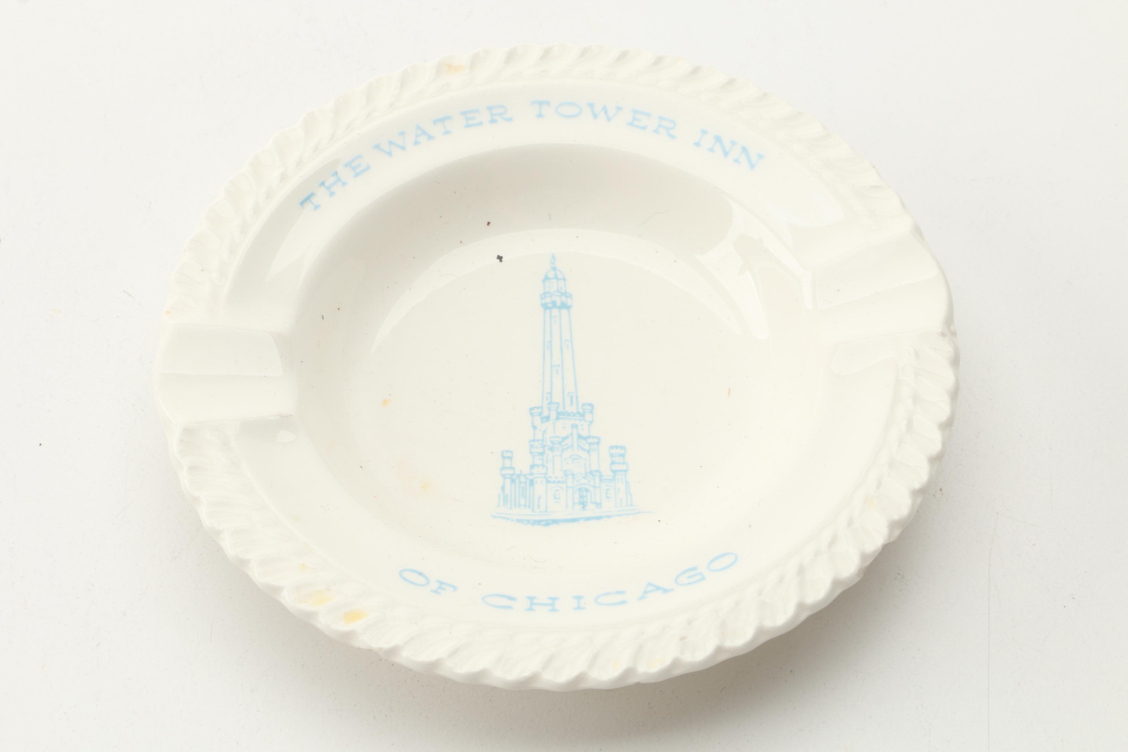 Vintage Weidlich Bros. Silver Plate Table Lighter with Ceramic Ashtrays