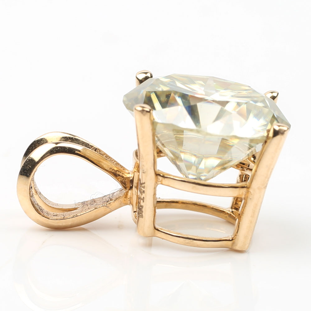 14K Yellow Gold Moissanite Pendant