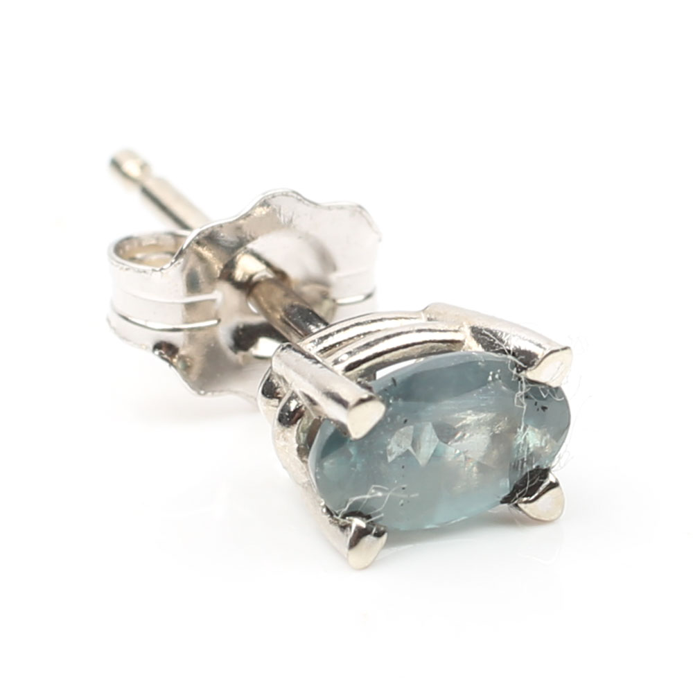 14K White Gold Alexandrite Stud Earrings