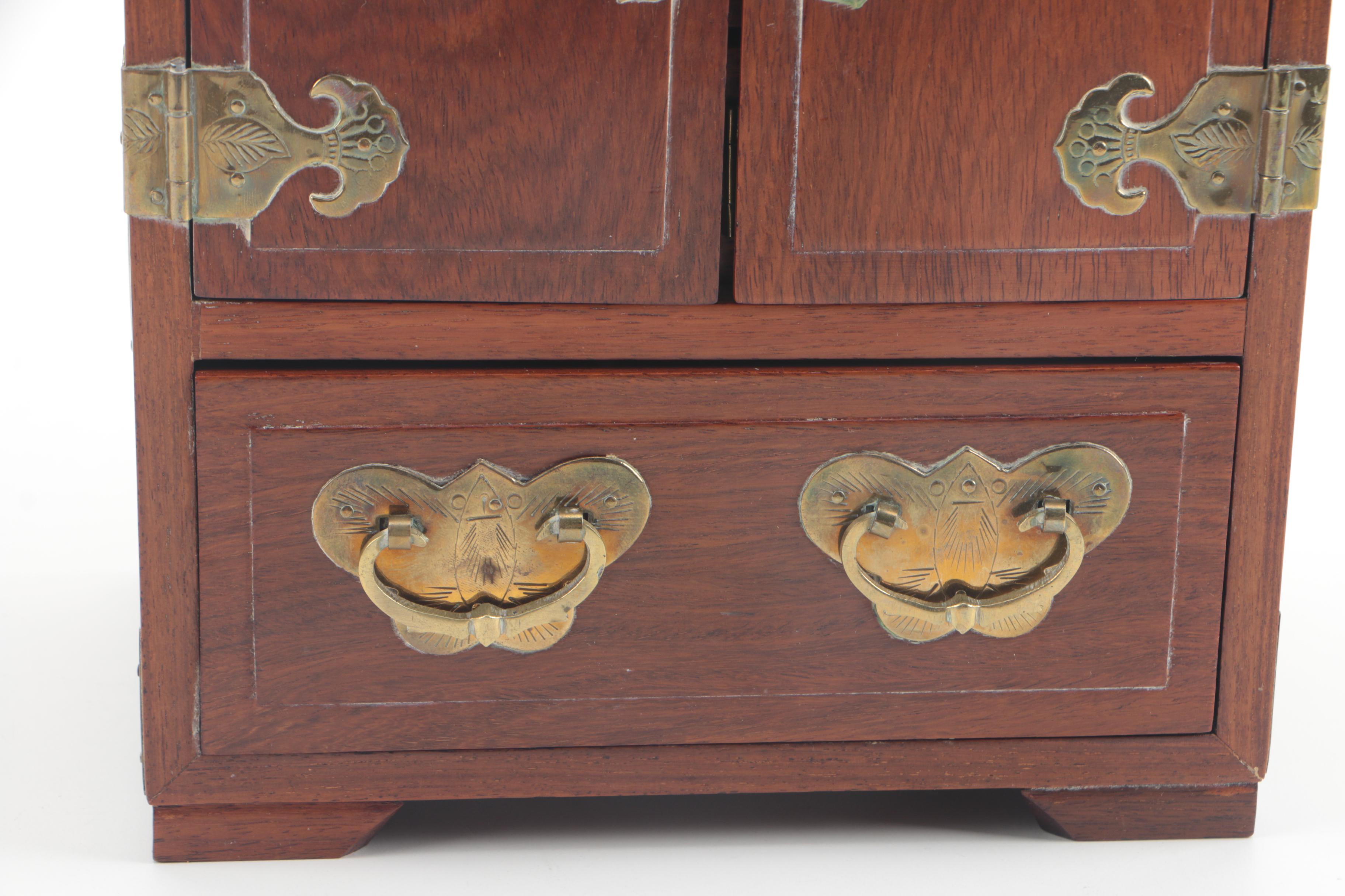 George Zee & Co. Chinese Teak Stained Jewelry Chest