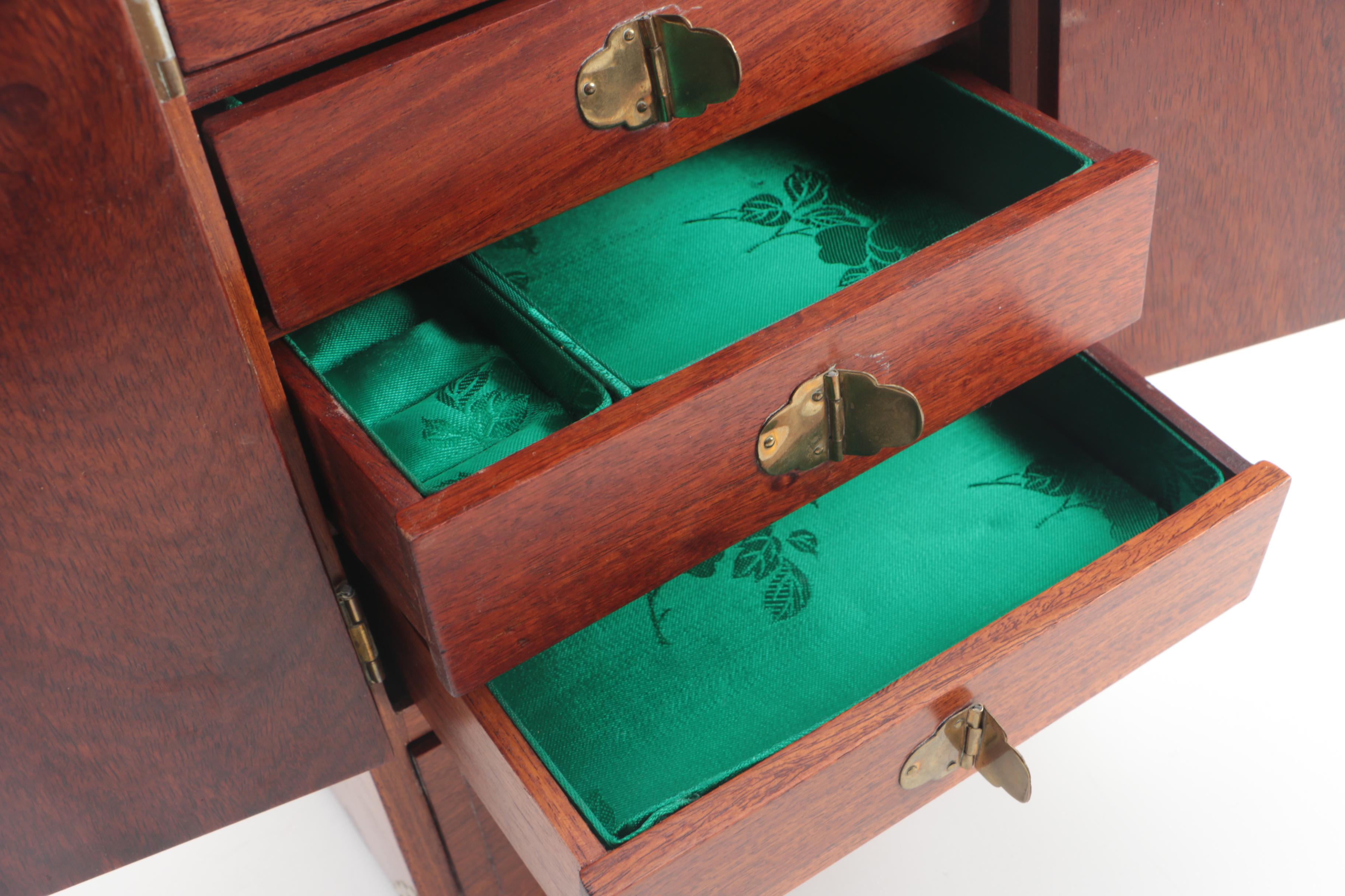 George Zee & Co. Chinese Teak Stained Jewelry Chest