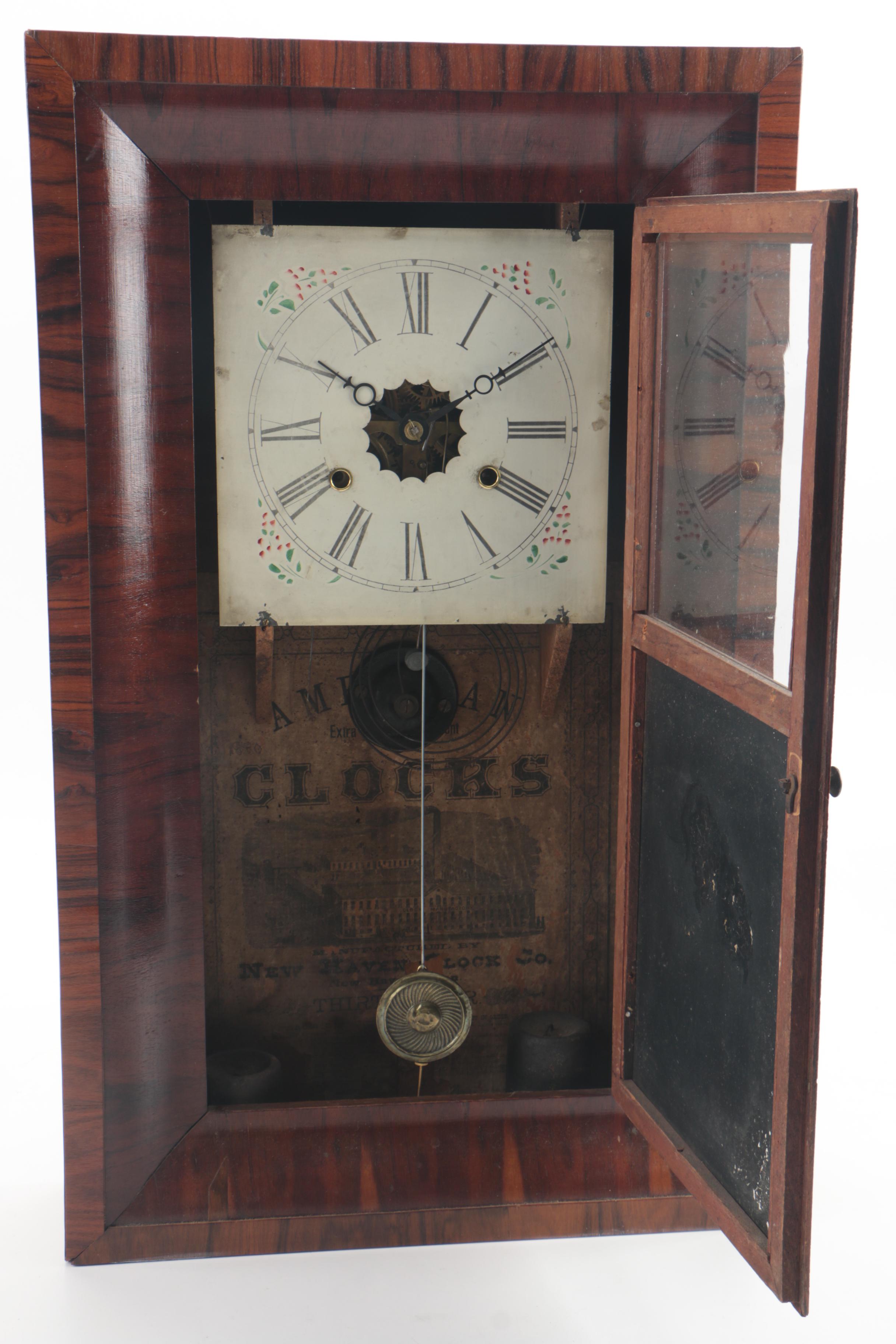 Antique New Haven Clock Co. Mahogany Veneered Ogee Mantel Clock