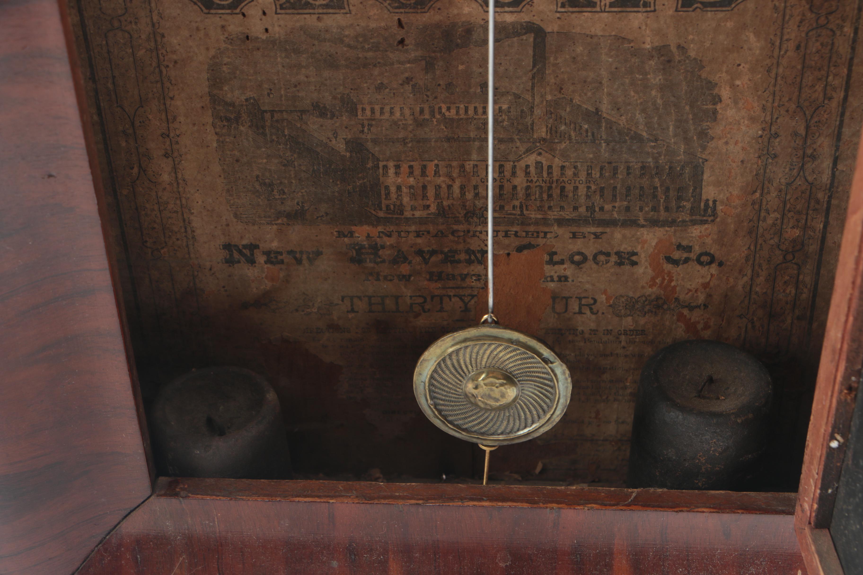 Antique New Haven Clock Co. Mahogany Veneered Ogee Mantel Clock