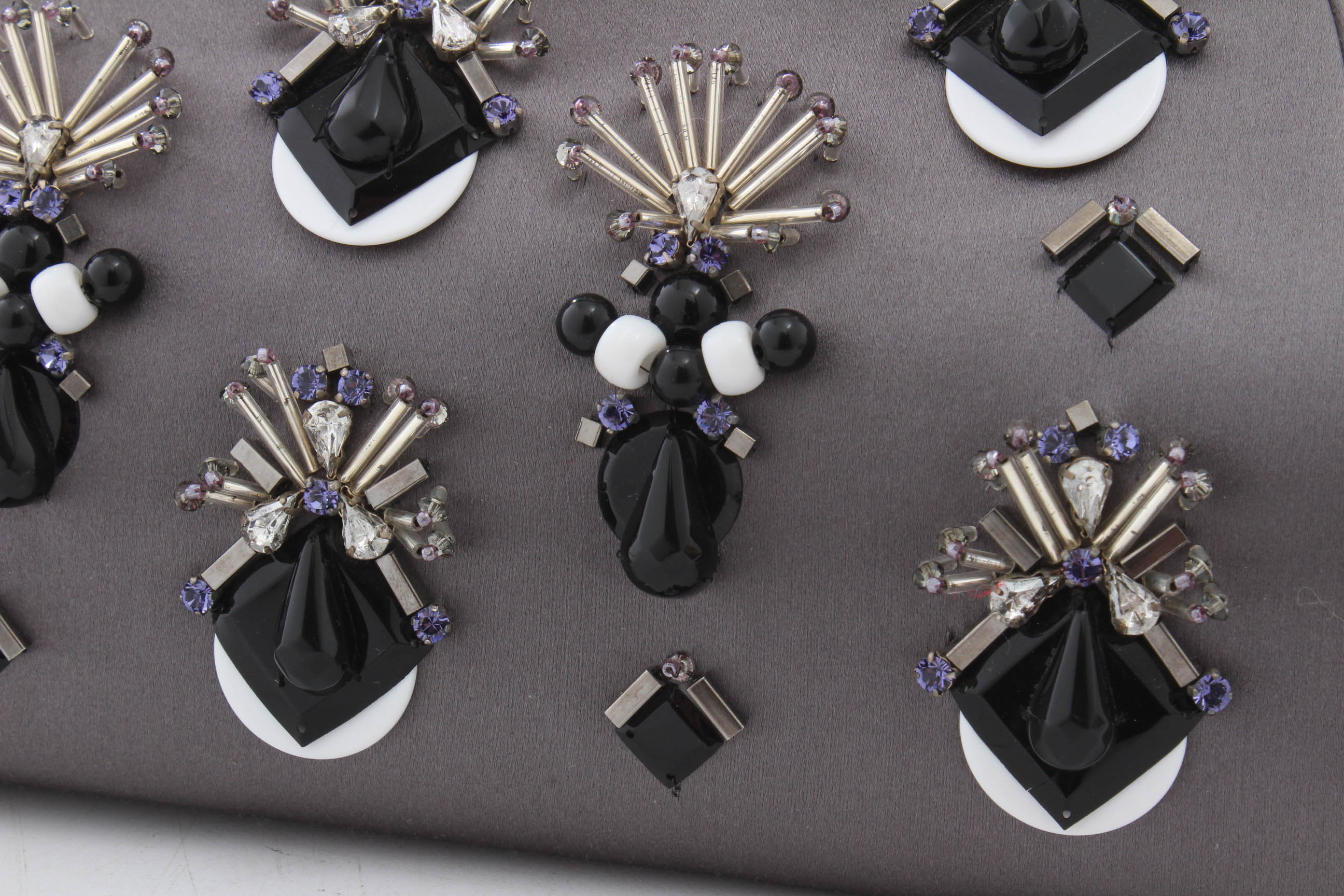 Prada "Raso Ricamo" Charcoal Satin Bead Embellished Frame Bag