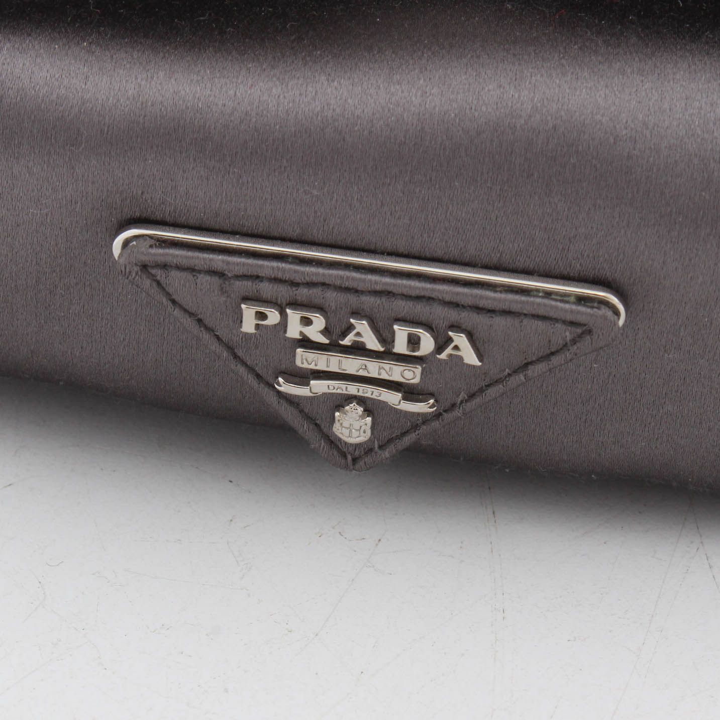Prada "Raso Ricamo" Charcoal Satin Bead Embellished Frame Bag