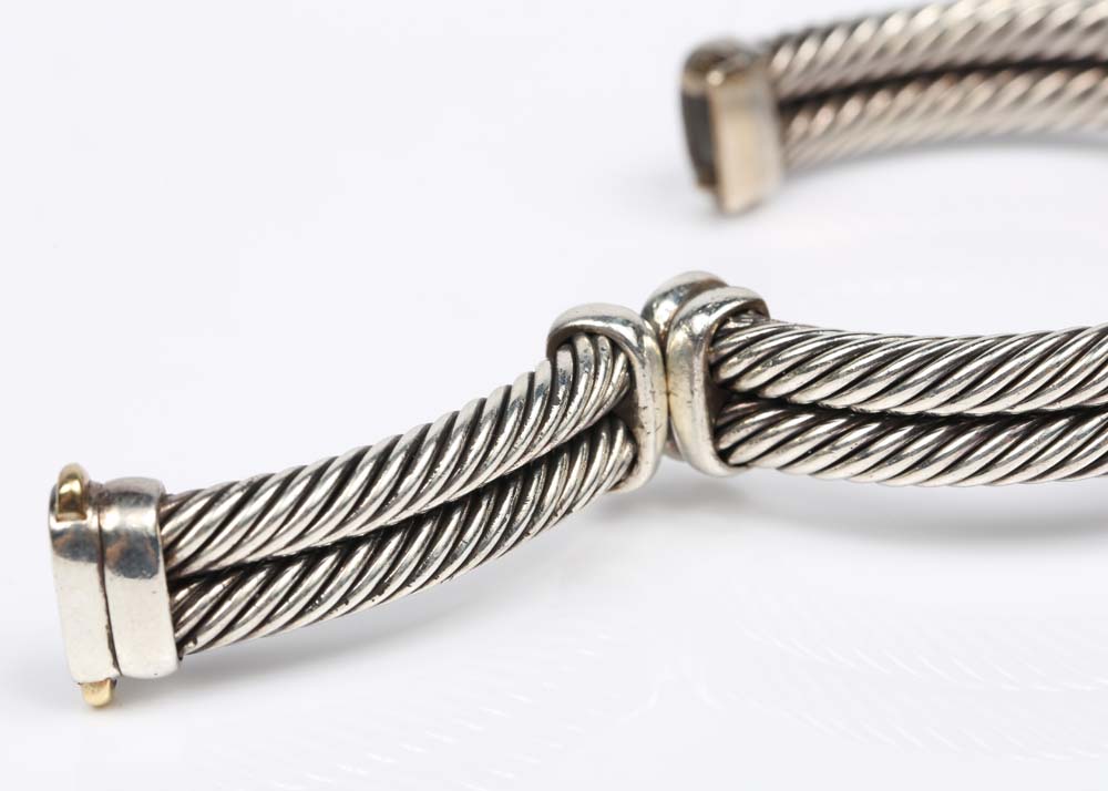 David Yurman Sterling Silver  Diamond and Mother of Pearl Watch